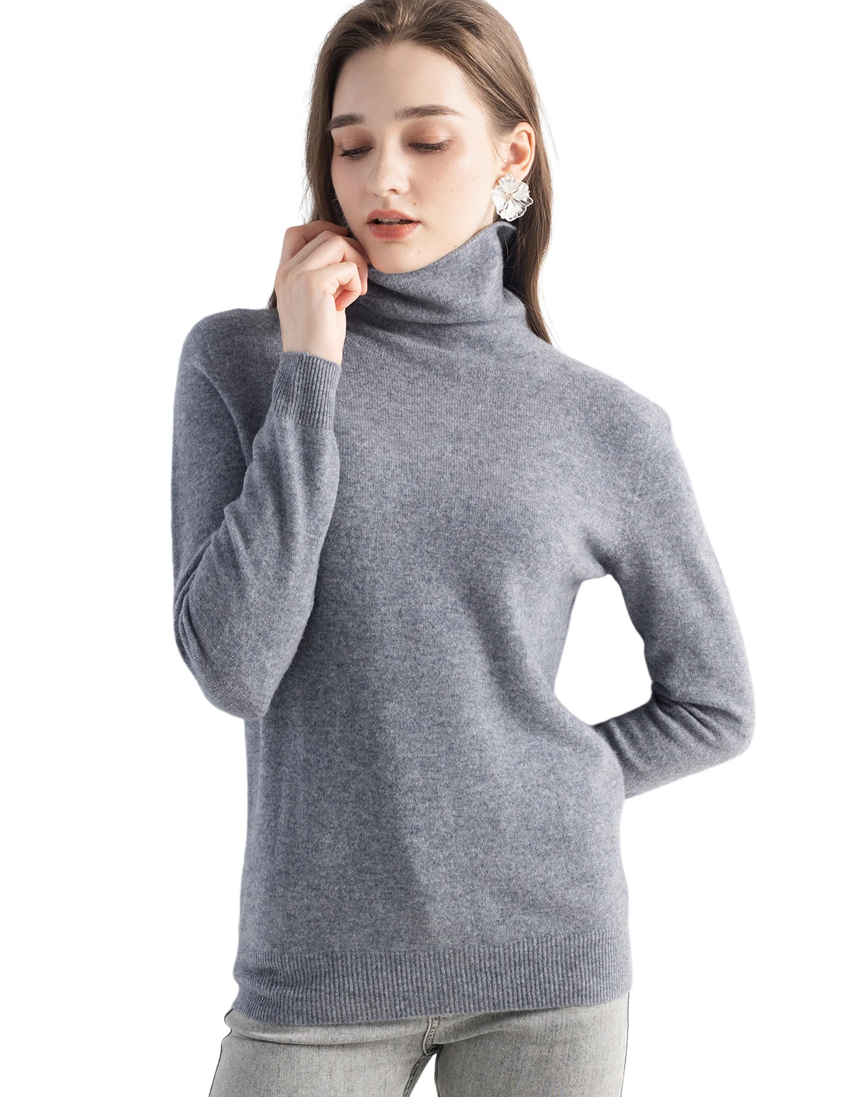 100% Merino Wool Turtleneck Sweater Women's Clothing Pullover Turtleneck Sweater Fall Winter Jumper Long Sleeve Knitted Warm Top