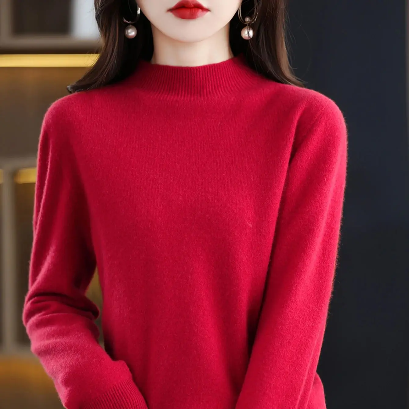 100% Merino Wool Cashmere Sweater Women Knitted Sweater Turtleneck Long Sleeve Pullovers Autumn Winter Clothing Warm Jumper Tops - Image 6