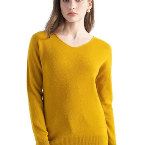 Fashion V Neck Sweater 100% Merino Wool Women's Clothing Pullover Woman Sweater Fall Winter Jumper Long Sleeve Knitted Warm Tops