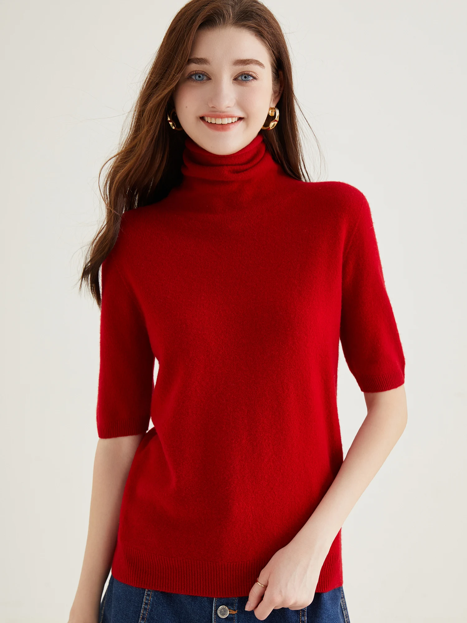Women's Knit Tops Short Sleeve Fashion Women Sweaters New 100% Merino Wool Knitwears Vintage Sweater Turtleneck Pullover Clothes - Image 3