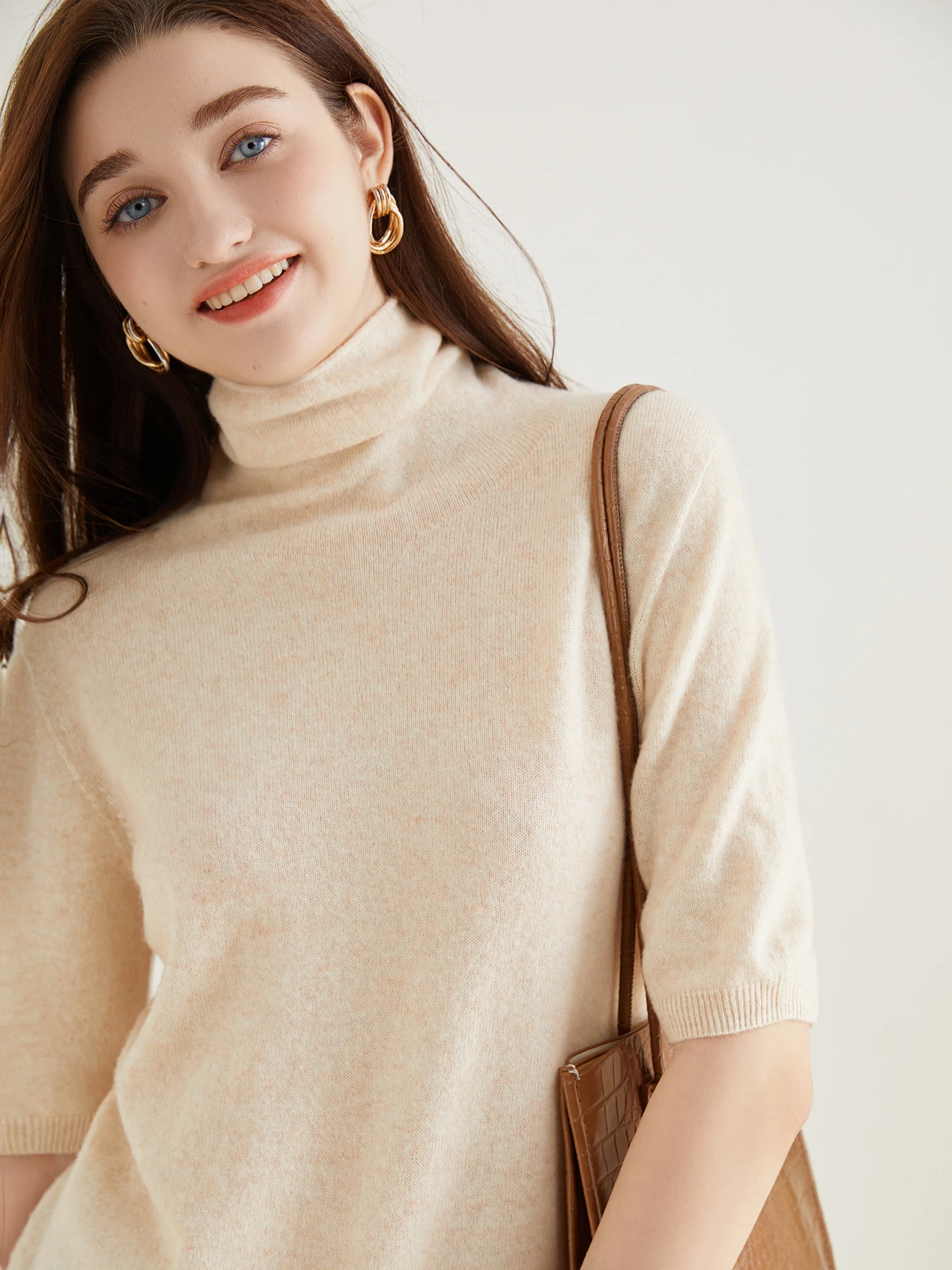 Women's Knit Tops Short Sleeve Fashion Women Sweaters New 100% Merino Wool Knitwears Vintage Sweater Turtleneck Pullover Clothes - Image 2