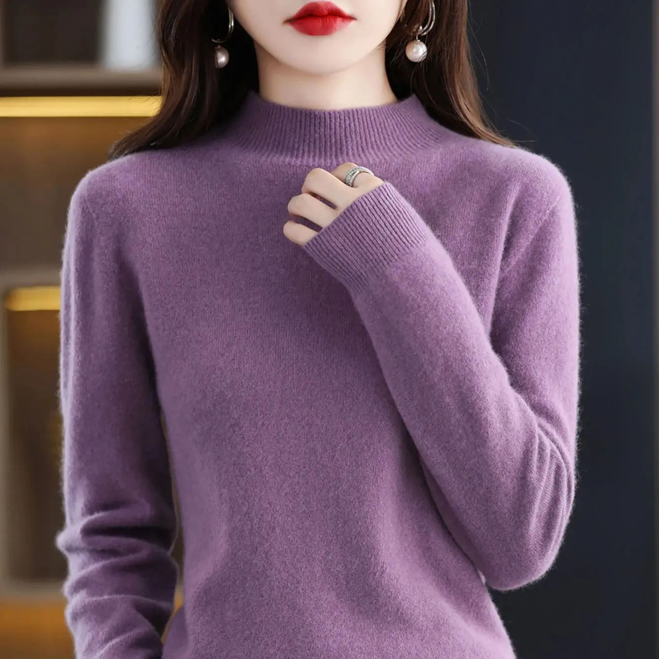 100% Merino Wool Cashmere Sweater Women Knitted Sweater Turtleneck Long Sleeve Pullovers Autumn Winter Clothing Warm Jumper Tops - Image 5