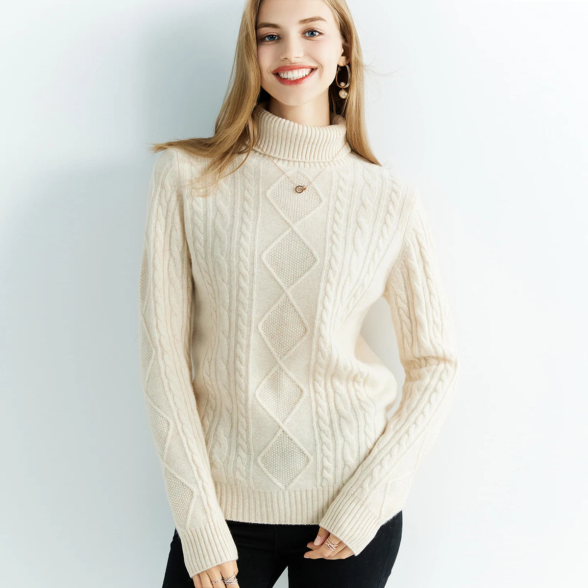 Cashmere Sweater Women Knitted Sweaters 100% Merino Wool Turtleneck Long-Sleeve Knit Pullover 2022 Winter Autumn Jumper Clothing - Image 2