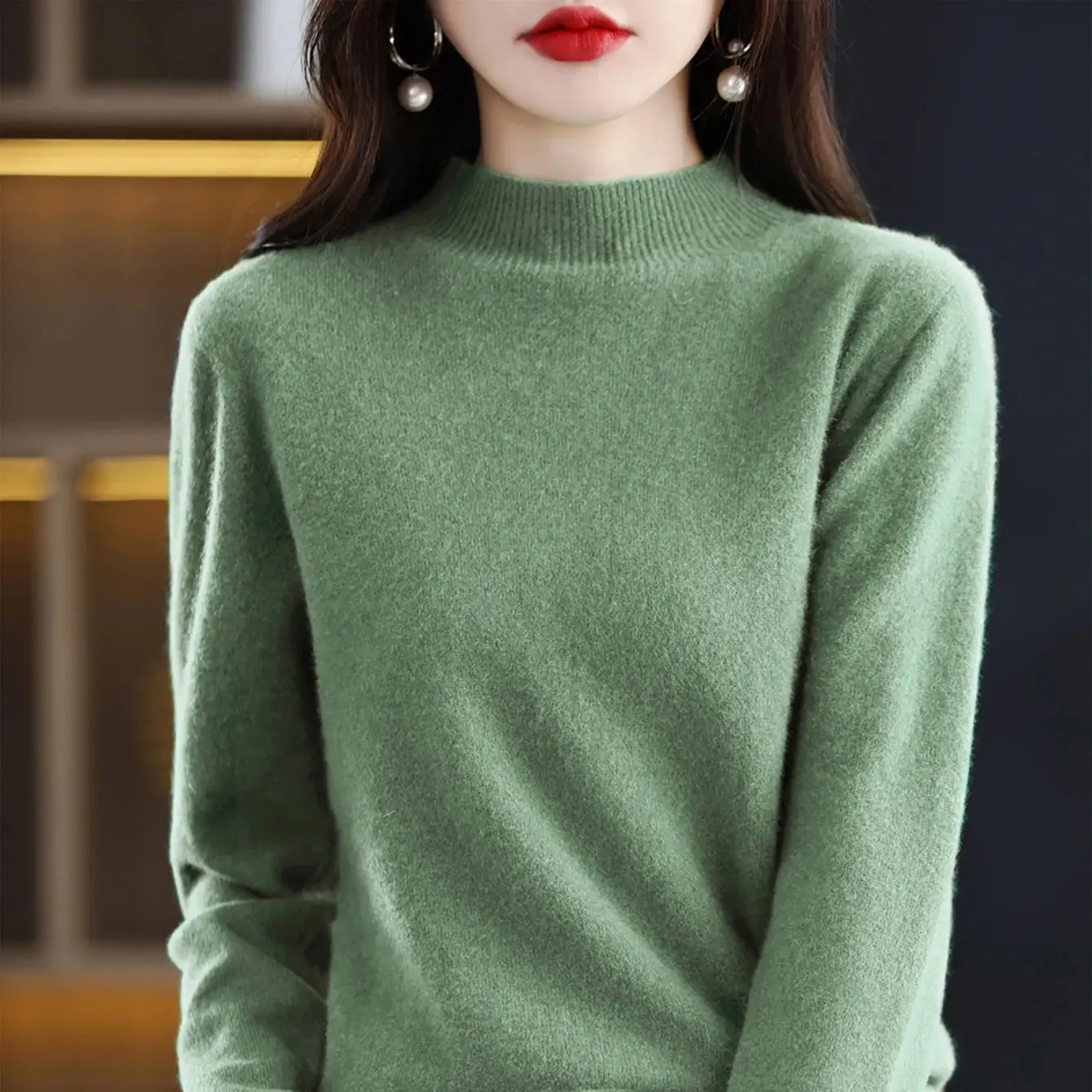 100% Merino Wool Cashmere Sweater Women Knitted Sweater Turtleneck Long Sleeve Pullovers Autumn Winter Clothing Warm Jumper Tops - Image 3